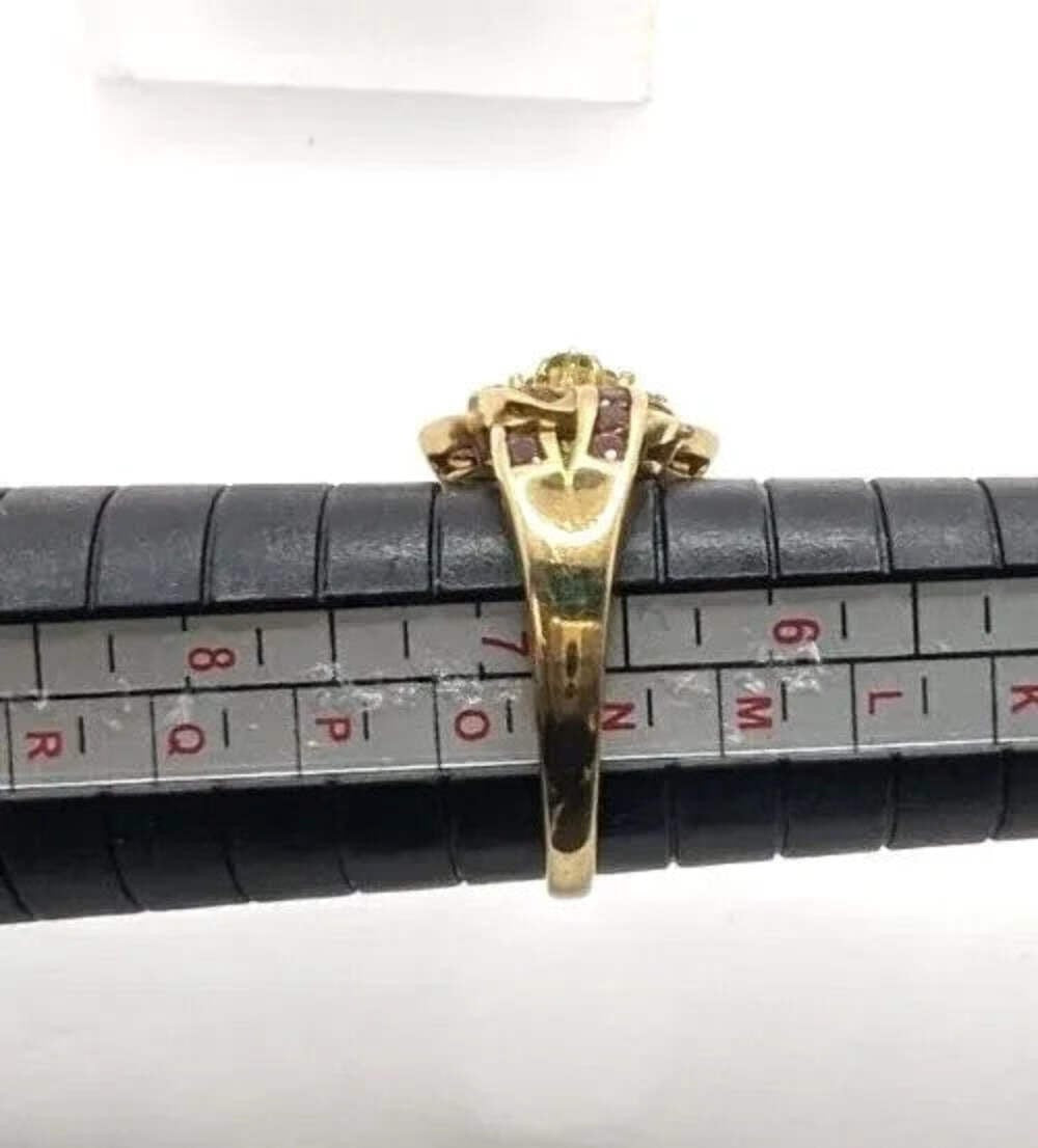9ct Gold Tourmaline & Topaz Gemstone Ring Hallmarked Size N