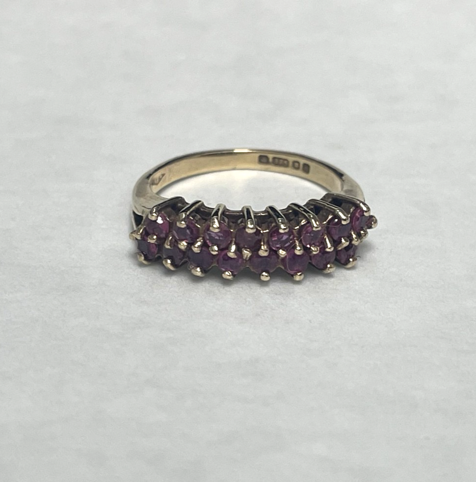 9ct Gold Ring Ruby Solid Band Hallmarked Size K 1/2
