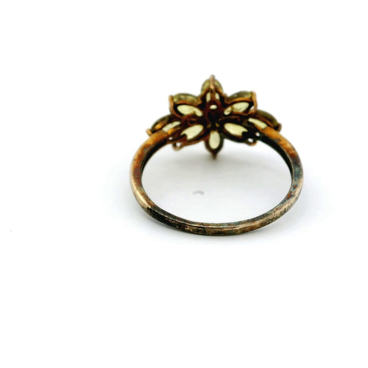 Apatite Diamond Ring 9ct Yellow Gold Size R 1/2 Hallmarked Cocktail  2.3g