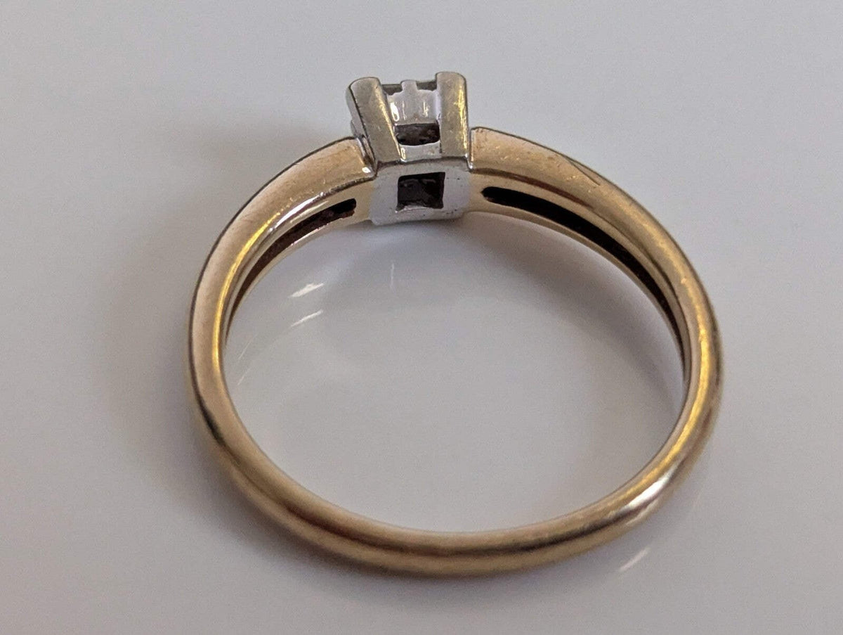 9ct Gold Engagement Ring Diamond Solid Band Hallmarked Size M