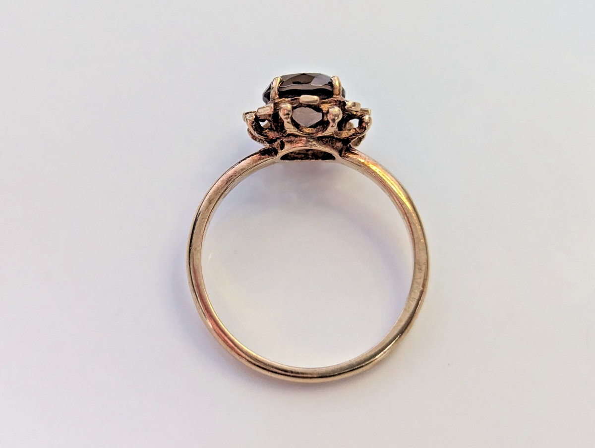 Vintage 9ct Gold Ring Quartz Solid Band Hallmark Size O 1/2