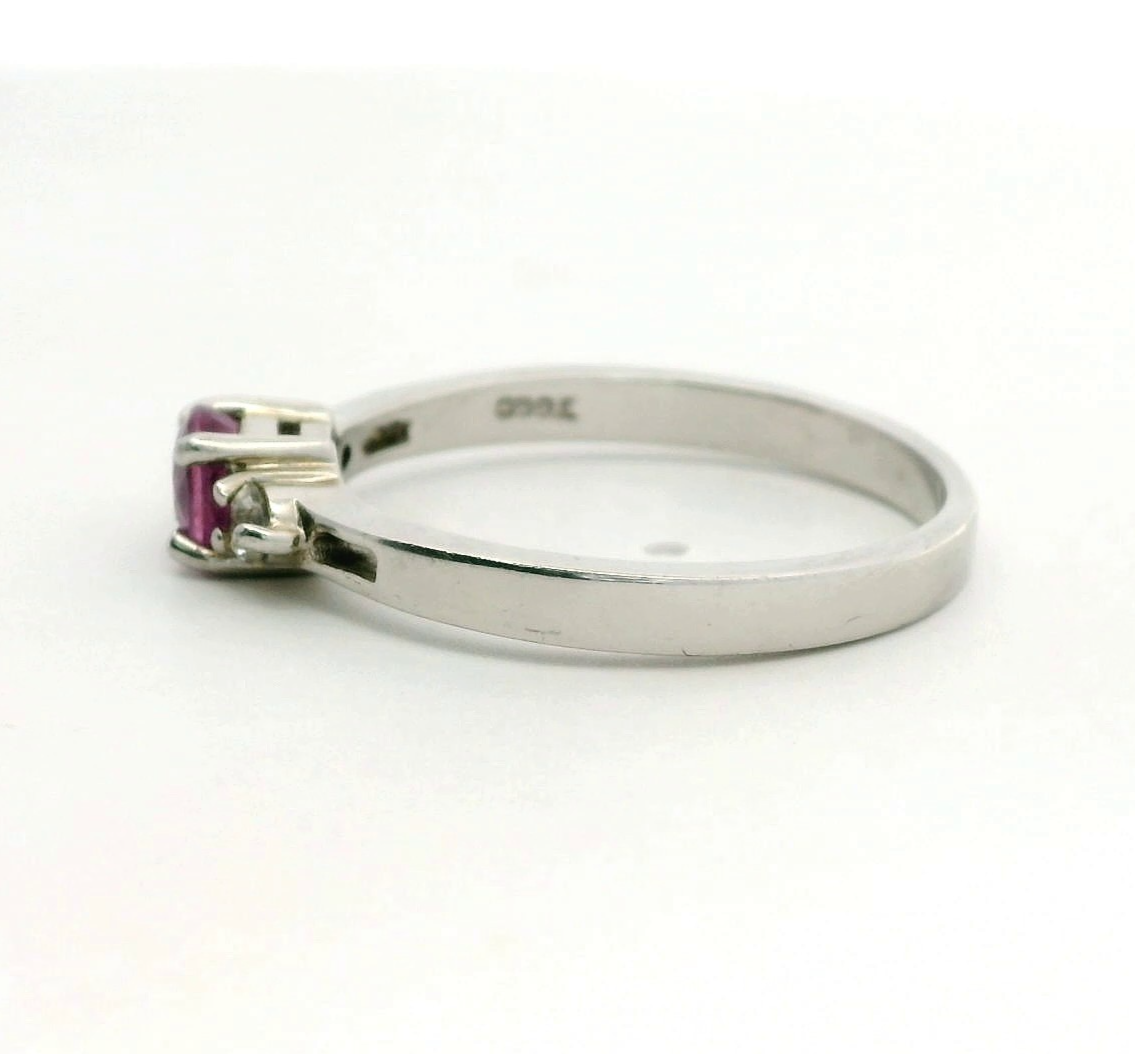 Silver Ruby Topaz Ring Hallmark July Birthstone Cluster 3.1g 925 Sterling