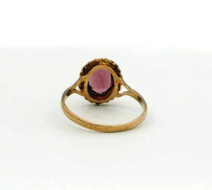 9ct Gold Ring Amethyst Purple Vintage Solitaire Hallmark Size R