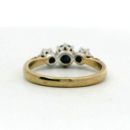 9ct Yellow Gold Sapphire & Diamond Ring UK Hallmark Size M 1/2 2.8g