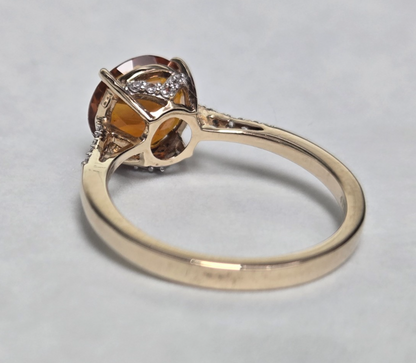 9ct Gold Fire Opal Ring Round Cut Size O 1/2 Hallmarked