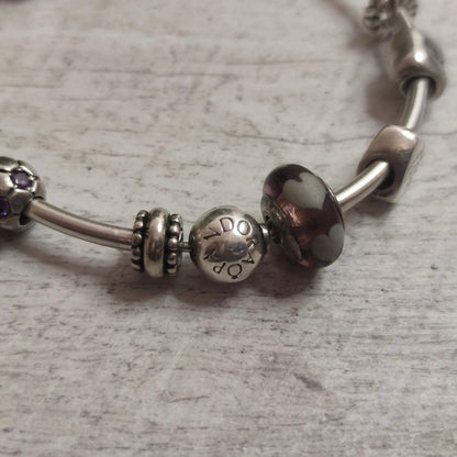 Pandora 925 Sterling Silver Moments Bangle Charm Bracelet Bundle 12 Pieces