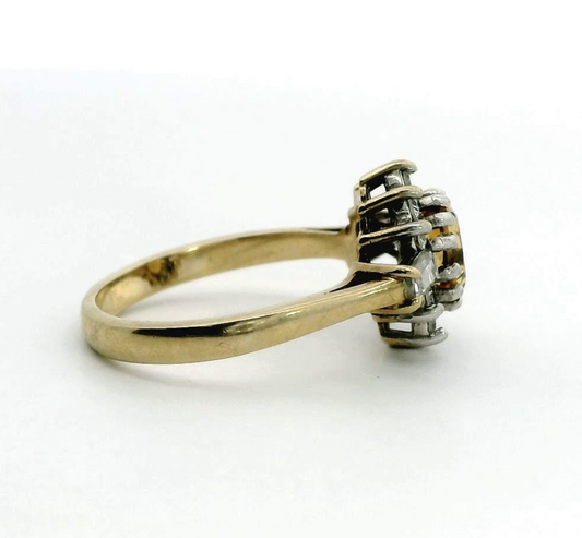 Citrine Cluster Ring 9ct Gold Size N 3.01g Hallmarked Yellow