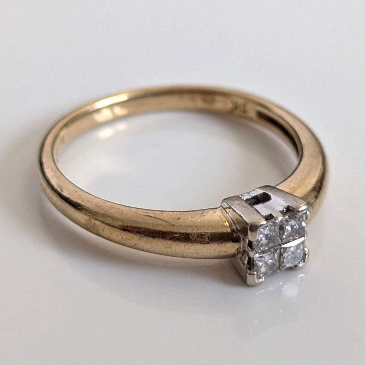 9ct Gold Engagement Ring Diamond Solid Band Hallmarked Size M