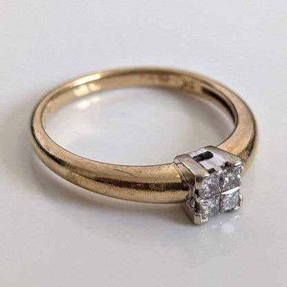 9ct Gold Engagement Ring Diamond Solid Band Hallmarked Size M