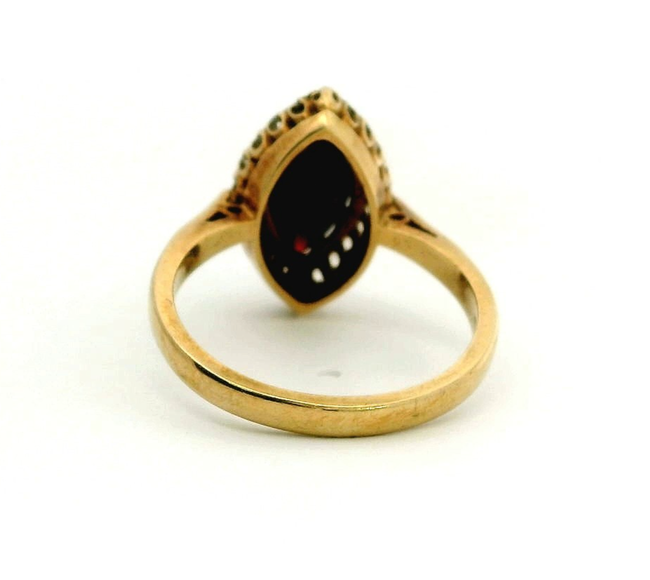 9ct Gold Ring Garnet Spinel Stones Size N Hallmark 375 3.3g Halo Setting