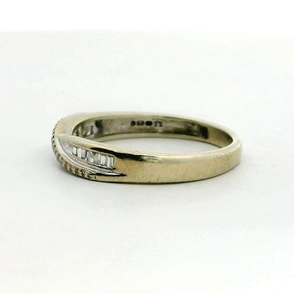 9ct Gold Twist Band Ring Diamond Gemstones Size K Metal Hallmarked 1.7g