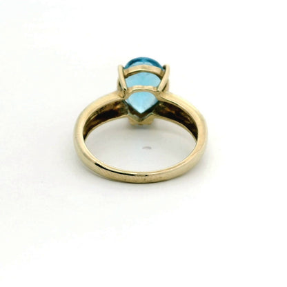 9ct Gold Ring Topaz Diamond Stones Size O Hallmarked 3.6g November Birthstone