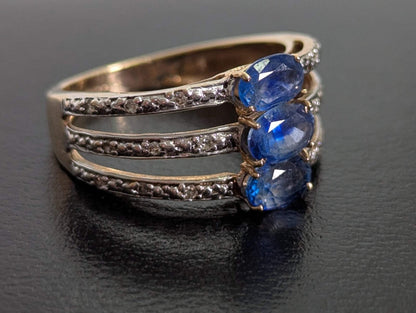 9ct Gold Ring Tanzanite and Diamond Hallmark Size O