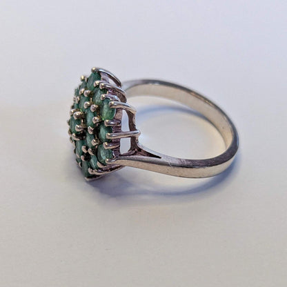 Silver Ring Green Emerald 925 Sterling Silver Stamped Size Q 4.4g May Birthstone