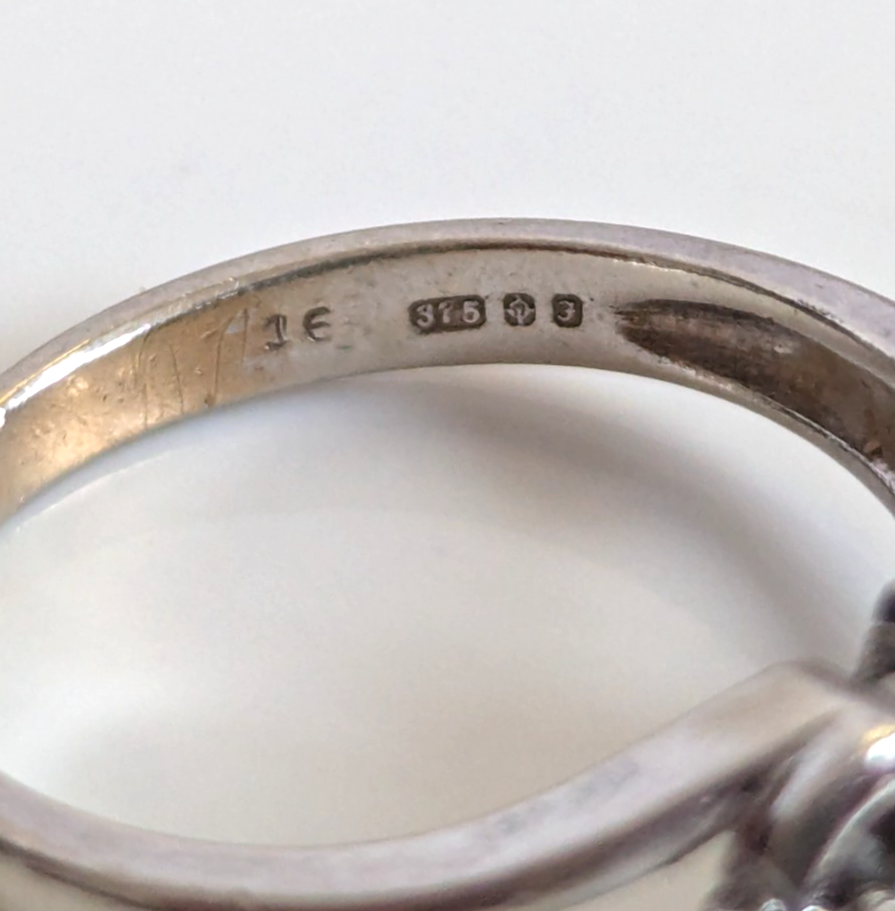 Sapphire Diamond Ring 9ct White Gold Hallmark Size J 1/2 September Birthstone