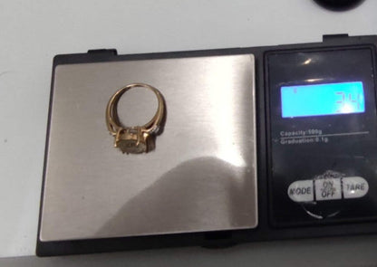 9ct Gold Ring Quartz And Diamond Hallmark Size N 1/2