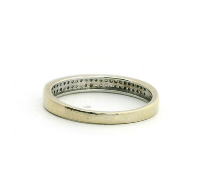 18ct White Gold Wedding Band Ring Diamond 0.12ct Stones Size M 1/2 Hallmarked 2g