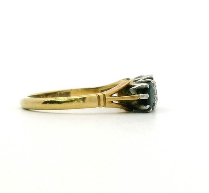 10ct Gold Ring Sapphire and Diamond 10ct Stamped Size N 1/2 4g April Birthstone