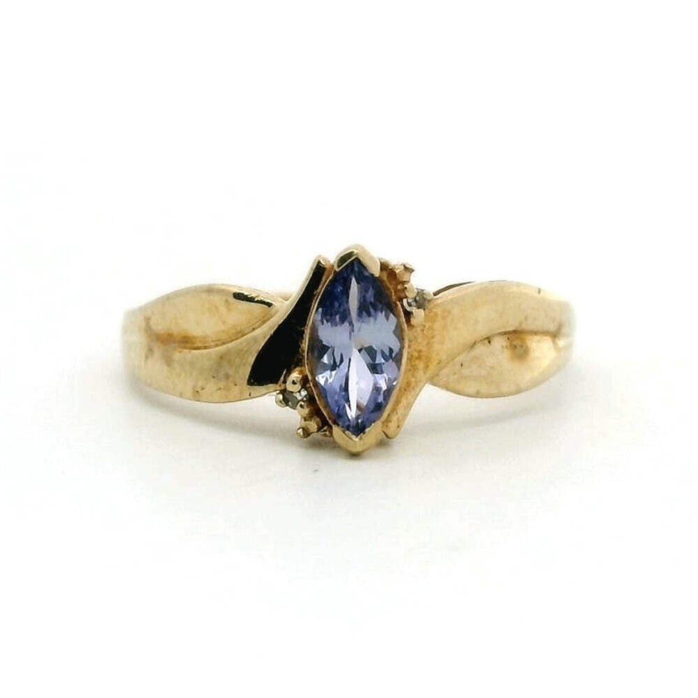 9ct Gold Ring Tanzanite Diamond Hallmark O 1/2