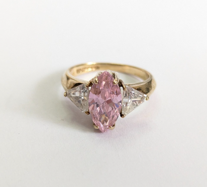9ct Gold Ring Cubic Zirconia Hallmarked Size K 1/2