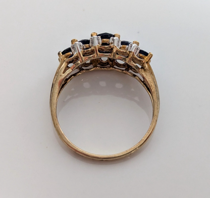 Vintage 9ct Gold Sapphire Diamond Ring Size Q Hallmark 375 21 2.8g