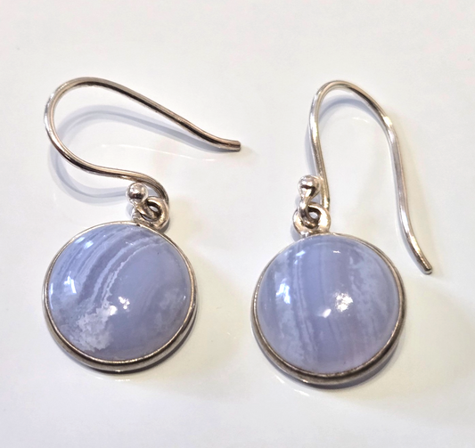 925 Sterling Silver Agate Drop Earrings Hallmarked Cert Wire Hook Boho Sept 2.4g