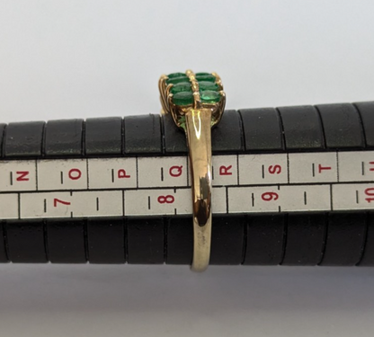 9ct Gold Ring Emerald Green 14x Hallmarked Size Q 2.5g