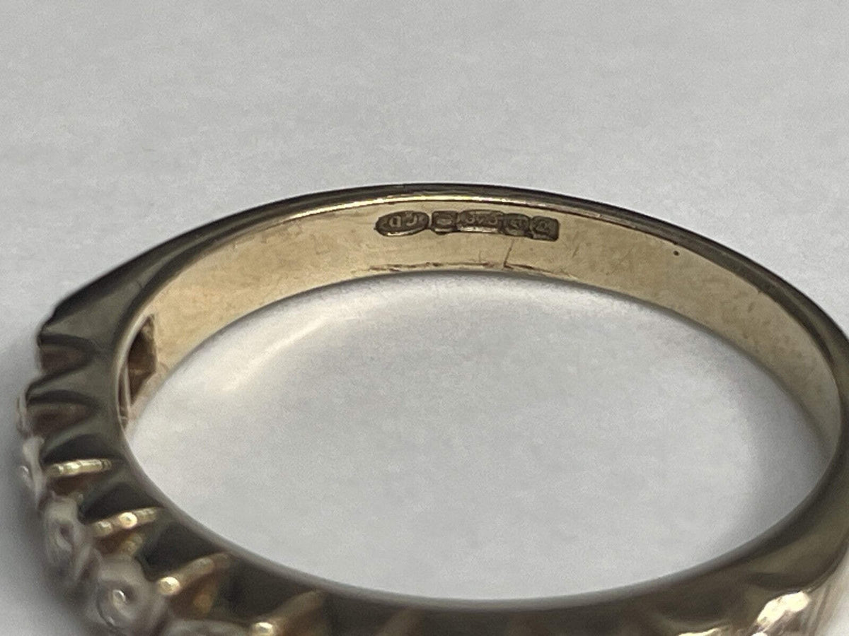 9ct Gold Ring Diamond Half Eternity 375 Hallmarked Size O 2.7g