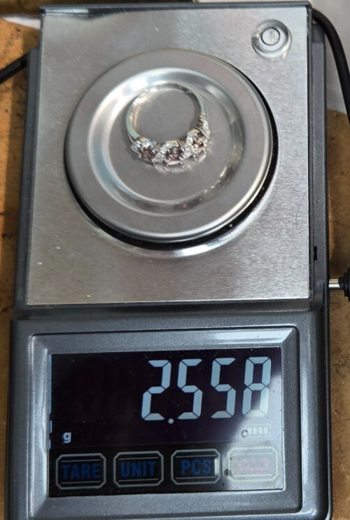 9ct White Gold Ring Quartz And Diamond Hallmark Size M 1/2