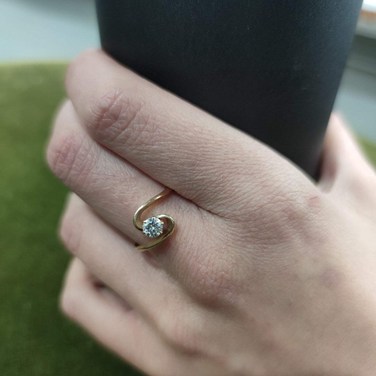 Vintage 14ct Yellow Gold Ring Cubic Zirconia Stone Solitaire Stamped Size P