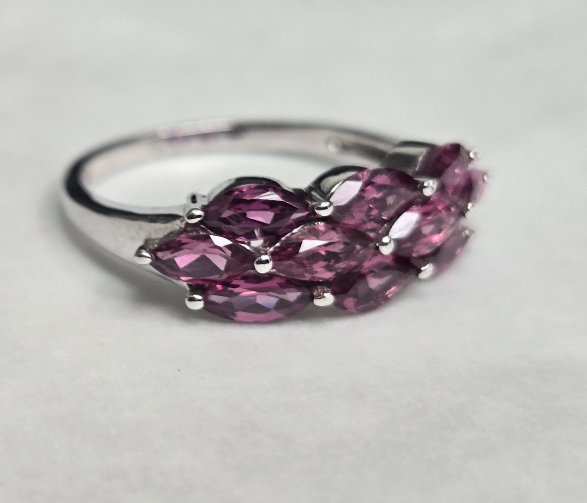 Silver Garnet Ring Red Gemstone Prong Setting Style UK Size S