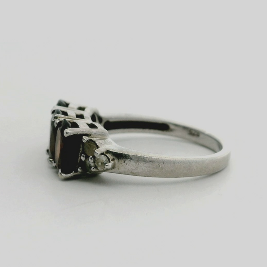 Silver Ring Zircon Stones 925 Stamped Size N Certification Prong Setting