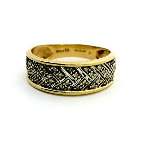 Men's 14ct Gold Ring  0.18ct Diamond Gemstones Size O Hallmarked Cluster 3.5g