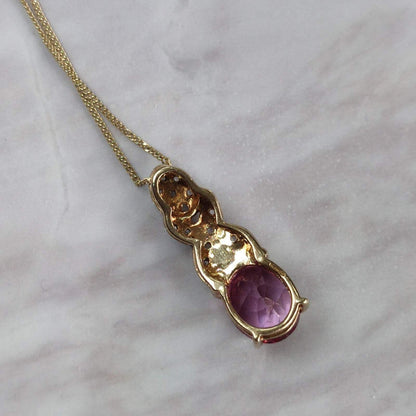 Tourmaline Pendant Necklace 9ct Multi Tone Gold Hallmarked Chain 47cm Long