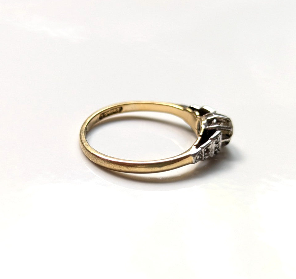 18ct Gold Ring Diamond Platinum Hallmark Size L 1.9g