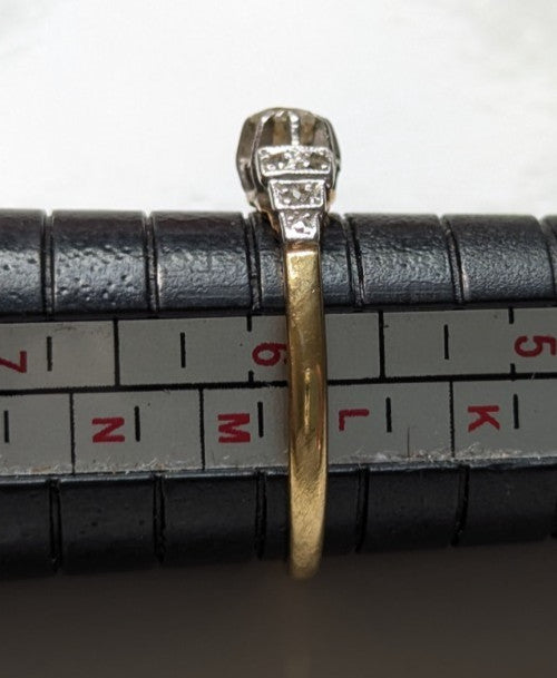 18ct Gold Ring Diamond Platinum Hallmark Size L 1.9g