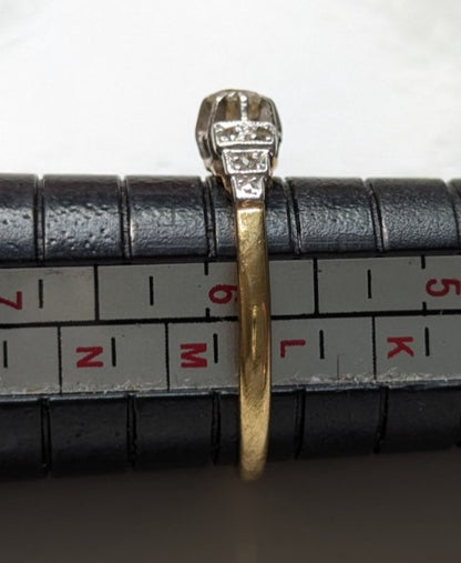 18ct Gold Ring Diamond Platinum Hallmark Size L 1.9g