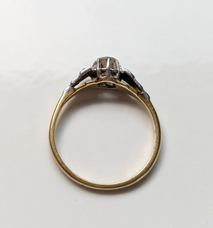 18ct Gold Ring Diamond Platinum Hallmark Size L 1.9g