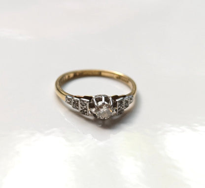 18ct Gold Ring Diamond Platinum Hallmark Size L 1.9g