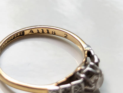 18ct Gold Ring Diamond Platinum Hallmark Size L 1.9g